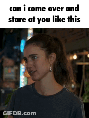 Woman With Ponytail Can I Come Over And Stare At You Like This GIF