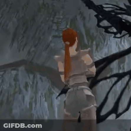 Woman With Ponytail Standing In Front Of Tree In Video Game GIF
