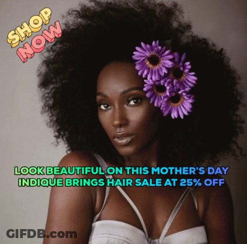 Woman With Purple Flowers In Hair Shop Now GIF