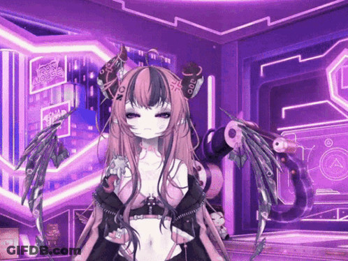 Woman With Purple Hair And Mohawk Man GIF