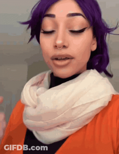 Woman With Purple Hair And Nose Ring GIF