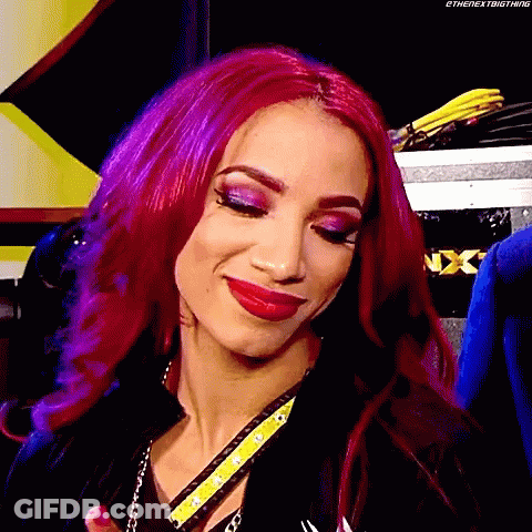 Woman With Purple Hair And Red Lipstick Smiling In Black Jacket GIF