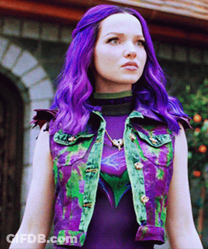 Woman With Purple Hair And Vest GIF