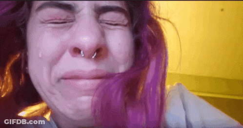 Woman With Purple Hair Crying And Nose Ring GIF