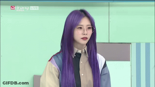 Woman With Purple Hair Giving Peace Sign Arirang Live GIF
