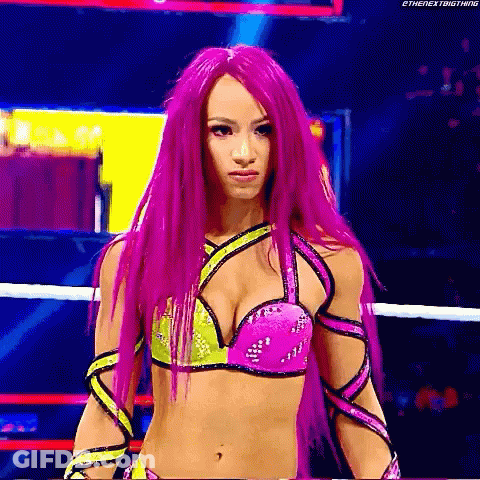 Woman With Purple Hair In Bikini Top GIF