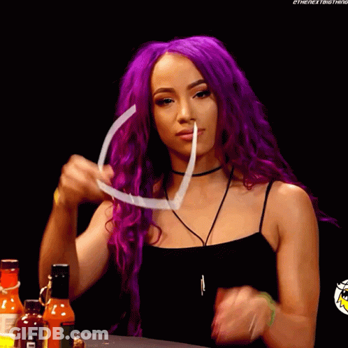 Woman With Purple Hair In Black Tank Top GIF