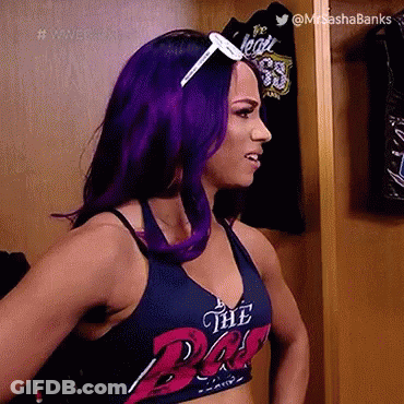 Woman With Purple Hair In Locker Room GIF