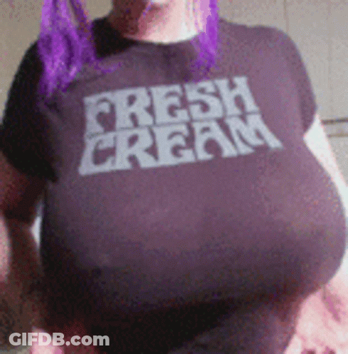 Woman With Purple Hair In Purple Shirt Saying Fresh Cream GIF