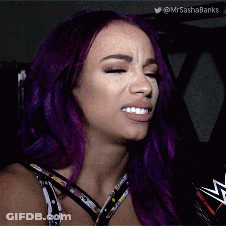 Woman With Purple Hair Making Sad Face GIF