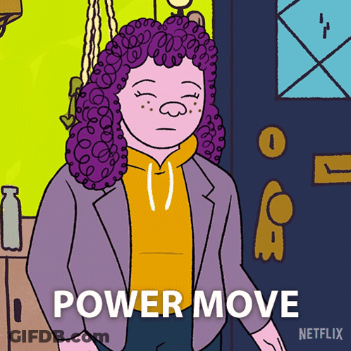 Woman With Purple Hair Saying Power Move GIF
