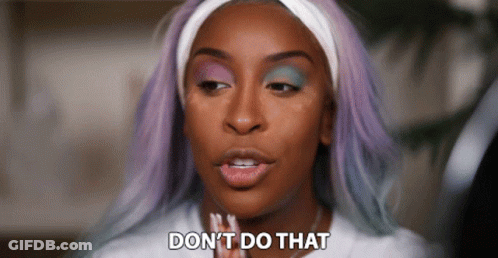 Woman With Purple Hair Says Don't Do That GIF