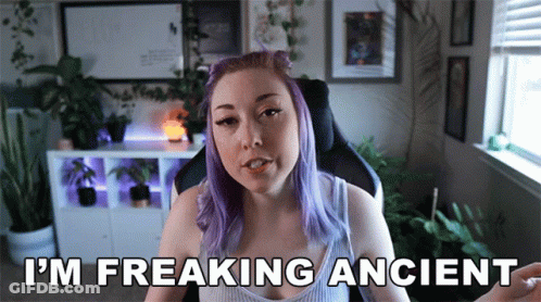 Woman With Purple Hair Says I'm Freaking Ancient GIF