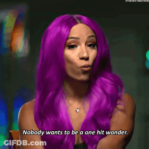 Woman With Purple Hair Says Nobody Wants To Be A One Hit Wonder GIF