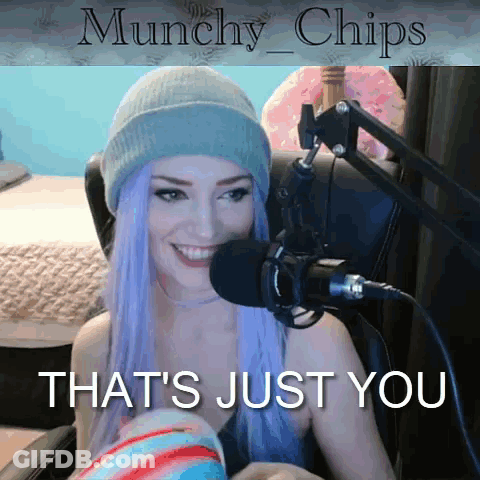 Woman With Purple Hair Smiling At Microphone GIF