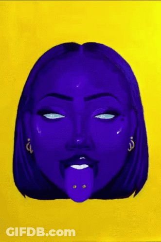 Woman With Purple Hair Tongue Sticking Out GIF