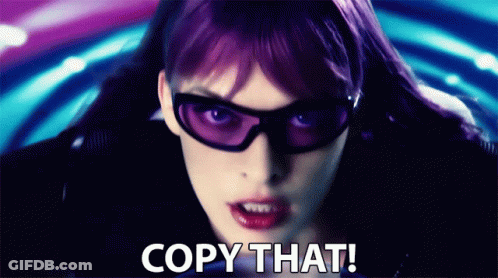 Woman With Purple Hair Wearing Sunglasses Saying Copy That GIF