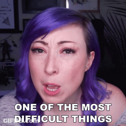 Woman With Purple Hair With One Of The Most Difficult Things On Face GIF