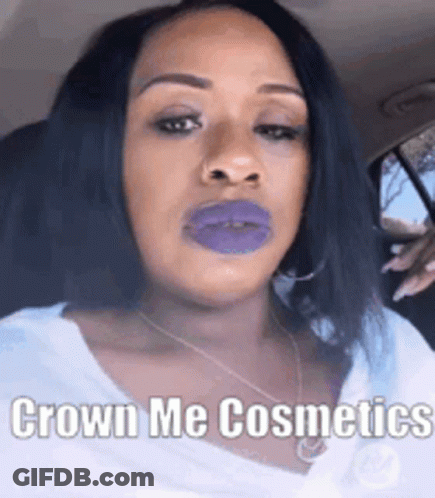 Woman With Purple Lipstick In Car Crown Me Cosmetics GIF