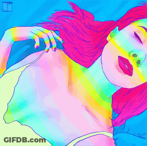 Woman With Rainbow Face GIF
