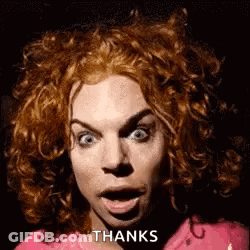 Woman With Red Curly Hair Surprised Saying Thanks GIF