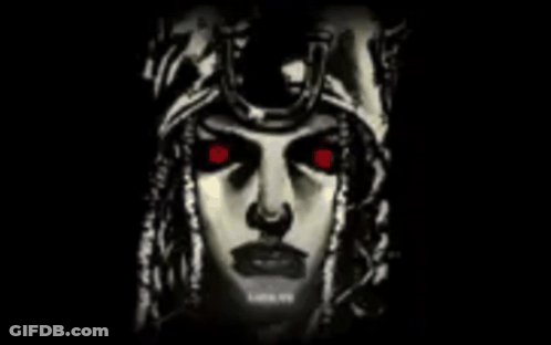 Woman With Red Eyes And Dreadlocks GIF