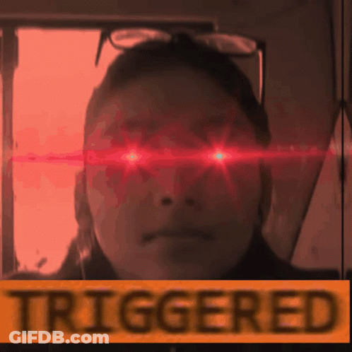 Woman With Red Eyes Saying Triggered GIF
