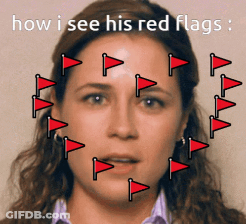 Woman With Red Flags Saying How I See His Red Flags GIF
