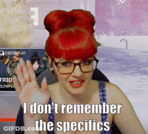 Woman With Red Hair And Glasses Says I Don't Remember The Specifics GIF