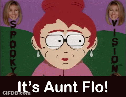 Woman With Red Hair And Glasses Says It's Aunt Flo GIF