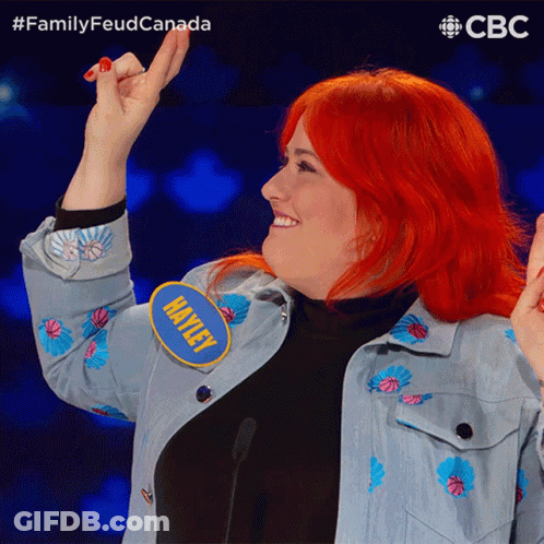 Woman With Red Hair And Hayley Name Tag GIF