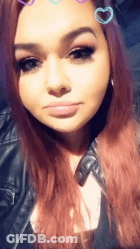Woman With Red Hair And Hearts GIF