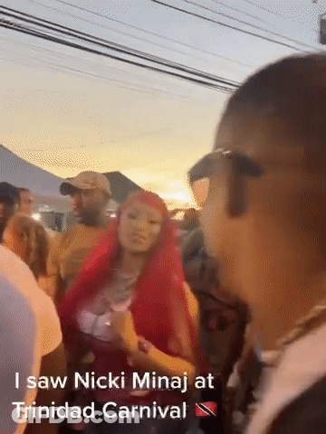 Woman With Red Hair Dancing In Crowd Saying I Saw Nicki Minaj At Trinidad Carnival GIF
