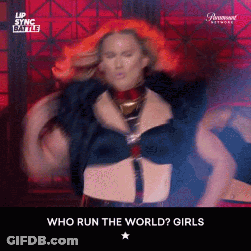 Woman With Red Hair Dancing Who Run The World Girls GIF