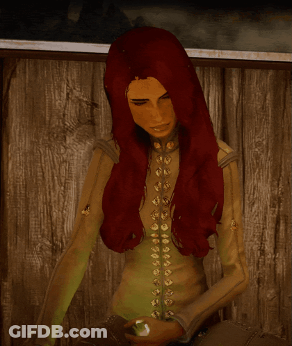 Woman With Red Hair Holding Glowing Object GIF