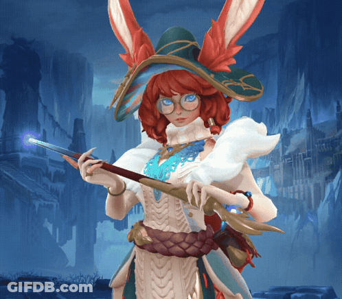 Woman With Red Hair Holding Magic Wand GIF