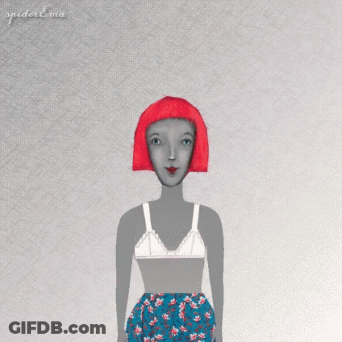 Woman With Red Hair Holding Sweater On Head GIF