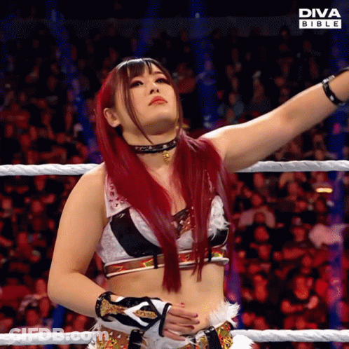 Woman With Red Hair In Diva Bible Wrestling Match GIF