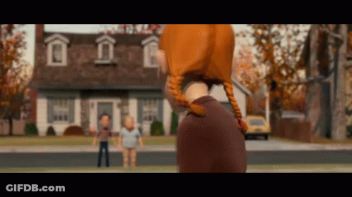 Woman With Red Hair In Front Of House GIF