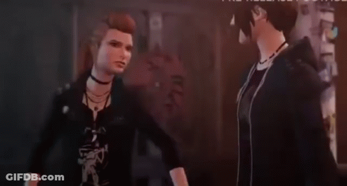 Woman With Red Hair Next To Man In Video Game GIF