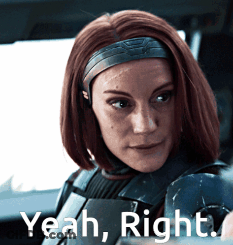 Woman With Red Hair Saying Yeah Right GIF