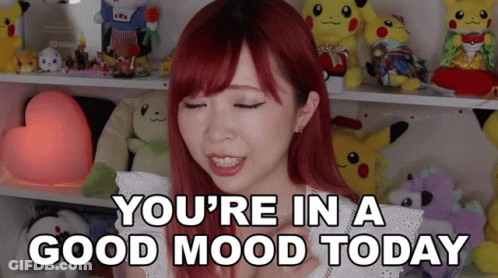 Woman With Red Hair Saying You're In A Good Mood Today GIF