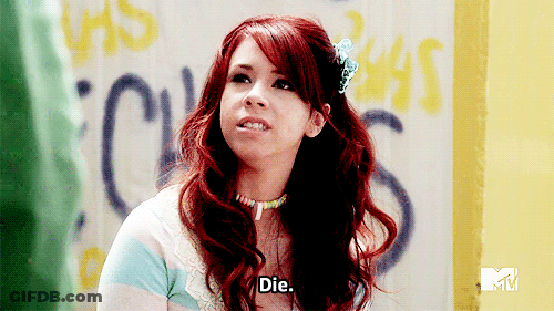 Woman With Red Hair Says Die Yellow Wall GIF