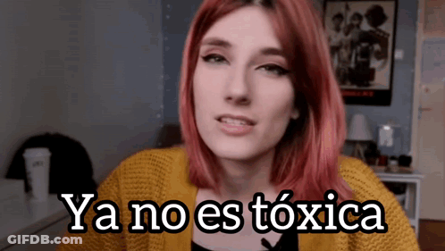 Woman With Red Hair Says Ya No Es Toxica In Yellow Sweater GIF