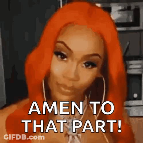 Woman With Red Hair Smiling Amen GIF