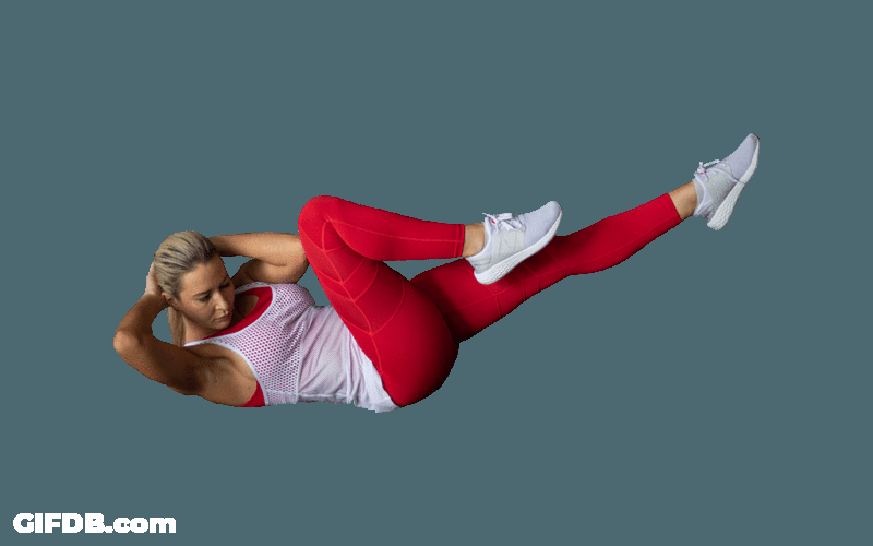 Woman With Red Leggings Doing Crunches Exercise GIF