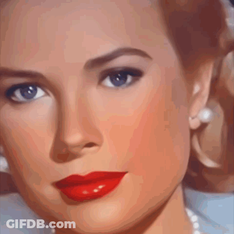 Woman With Red Lipstick And Blue Eyes GIF