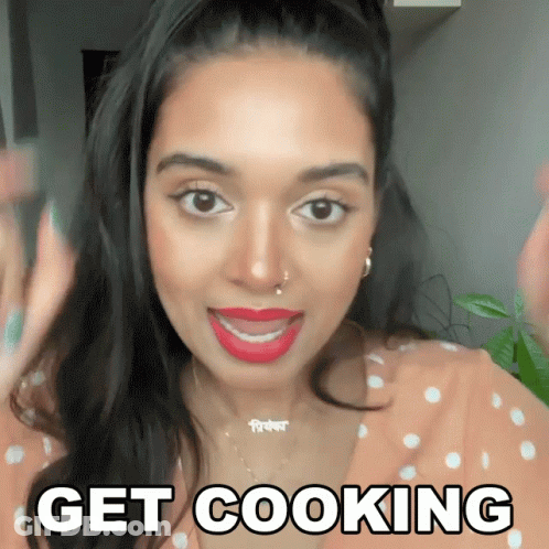 Woman With Red Lipstick And Get Cooking Necklace GIF