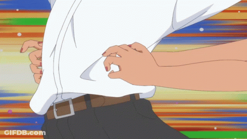 Woman With Red Nails Pulling Man's Shirt GIF
