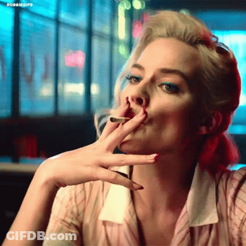 Woman With Red Nails Smoking Cigarette GIF